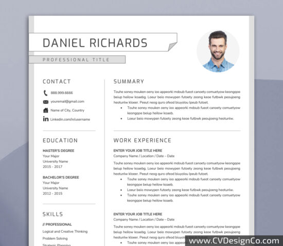 Professional and Simple Resume Templates for MS Word Instant Download