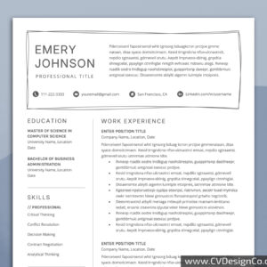 Professional and Simple Resume Templates for MS Word Instant Download
