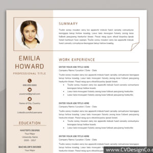 Professional and Simple Resume Templates for MS Word Instant Download
