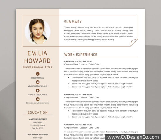 Professional and Simple Resume Templates for MS Word Instant Download