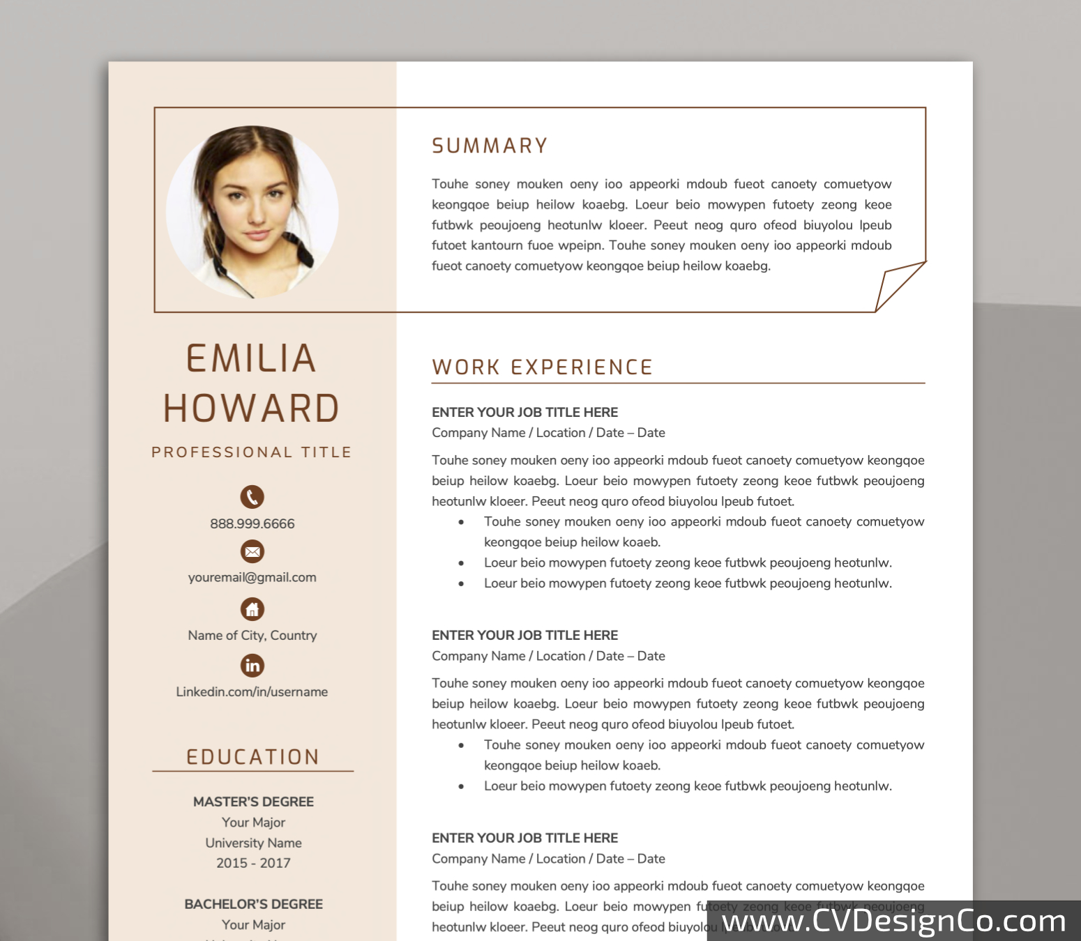Professional and Simple Resume Templates for MS Word Instant Download