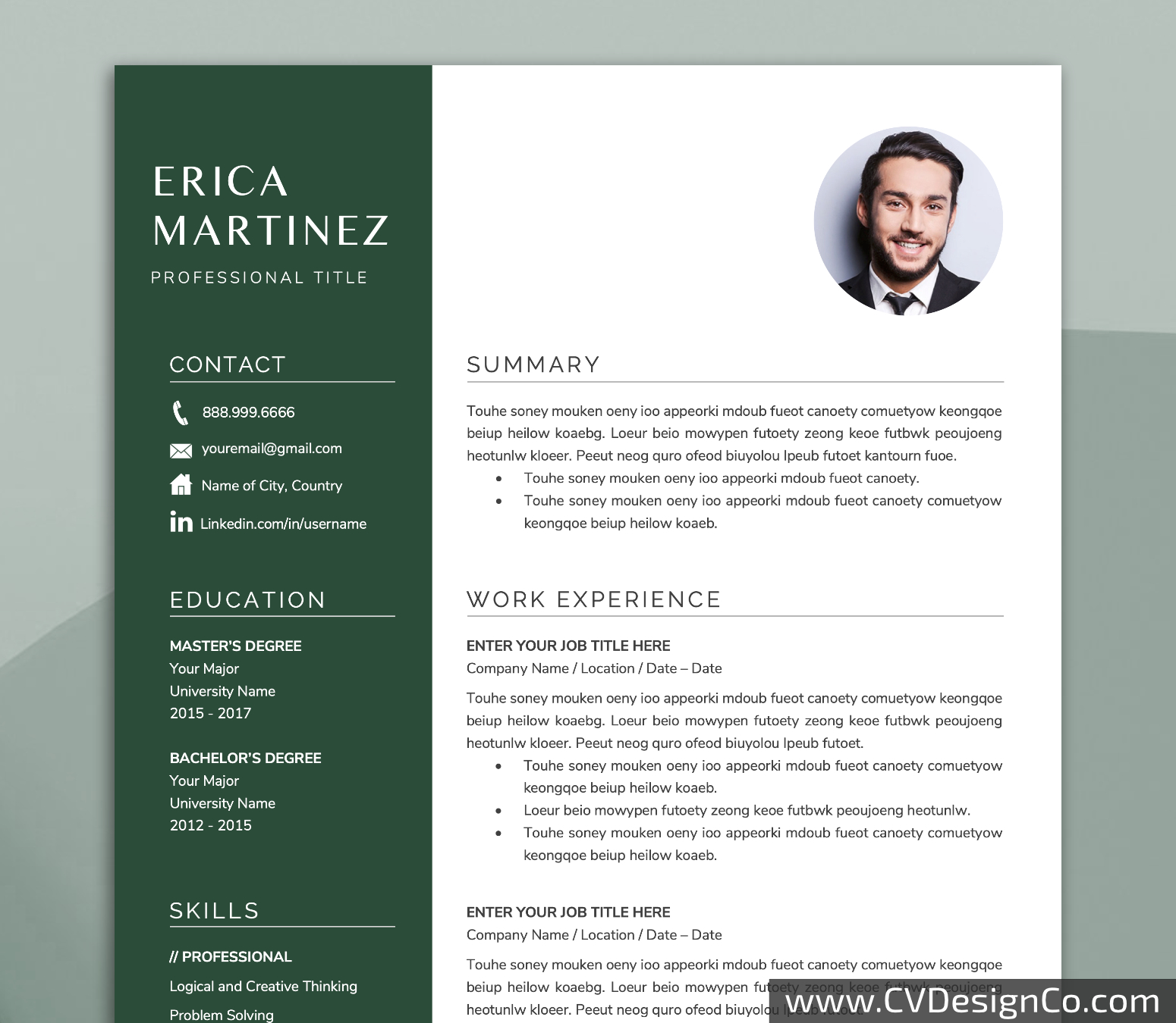 Professional and Simple Resume Templates for MS Word Instant Download