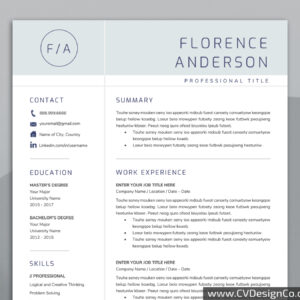 Professional and Simple Resume Templates for MS Word Instant Download
