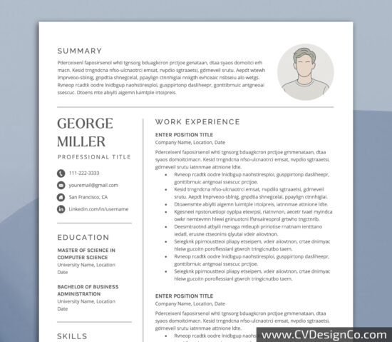 Professional and Simple Resume Templates for MS Word Instant Download
