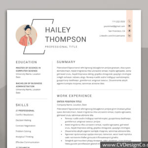 Professional and Simple Resume Templates for MS Word Instant Download