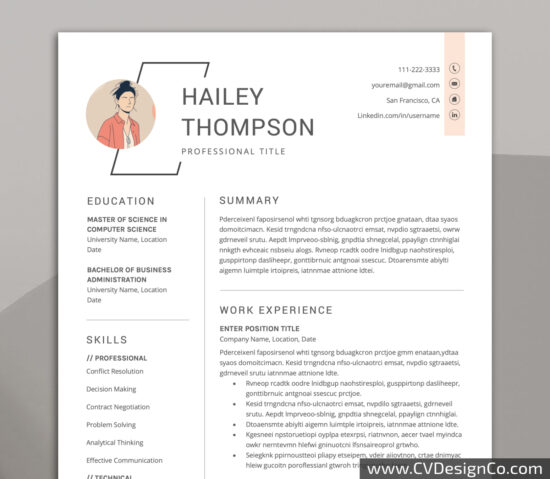 Professional and Simple Resume Templates for MS Word Instant Download