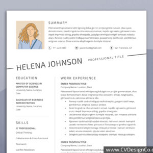 Professional and Simple Resume Templates for MS Word Instant Download