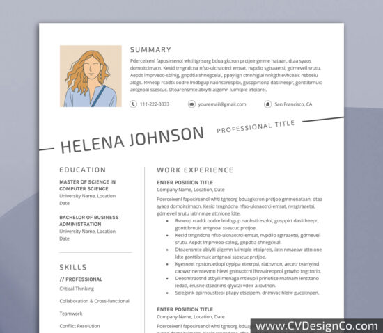 Professional and Simple Resume Templates for MS Word Instant Download