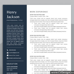Professional and Simple Resume Templates for MS Word Instant Download