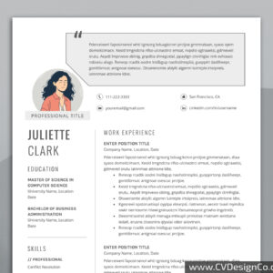 Professional and Simple Resume Templates for MS Word Instant Download