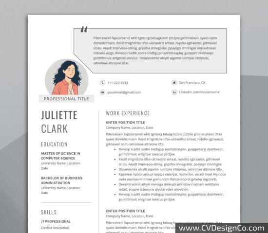 Professional and Simple Resume Templates for MS Word Instant Download