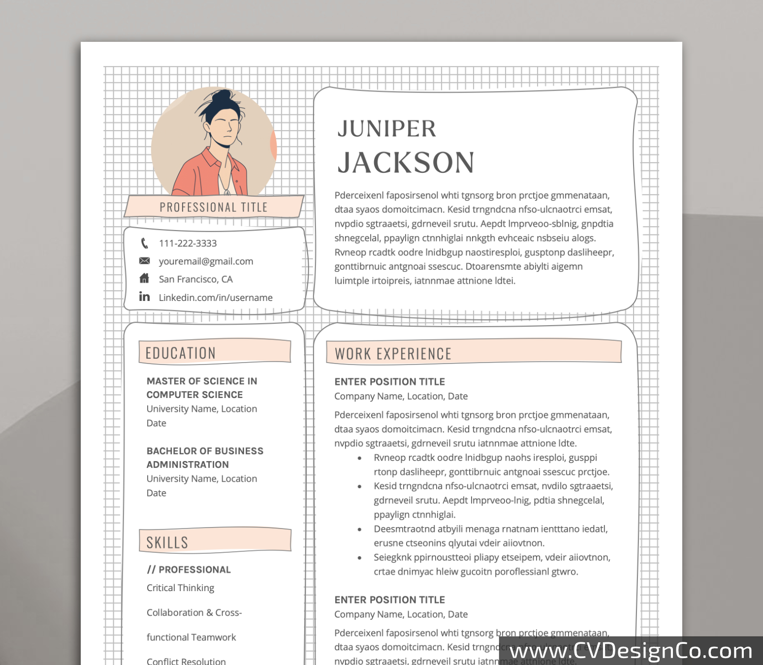 Professional and Simple Resume Templates for MS Word Instant Download