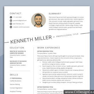 Professional and Simple Resume Templates for MS Word Instant Download