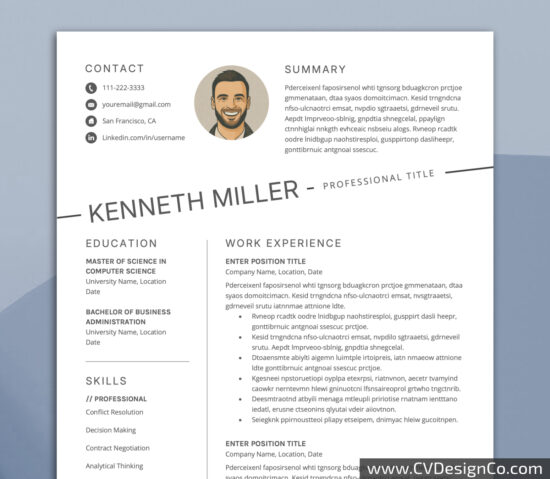 Professional and Simple Resume Templates for MS Word Instant Download