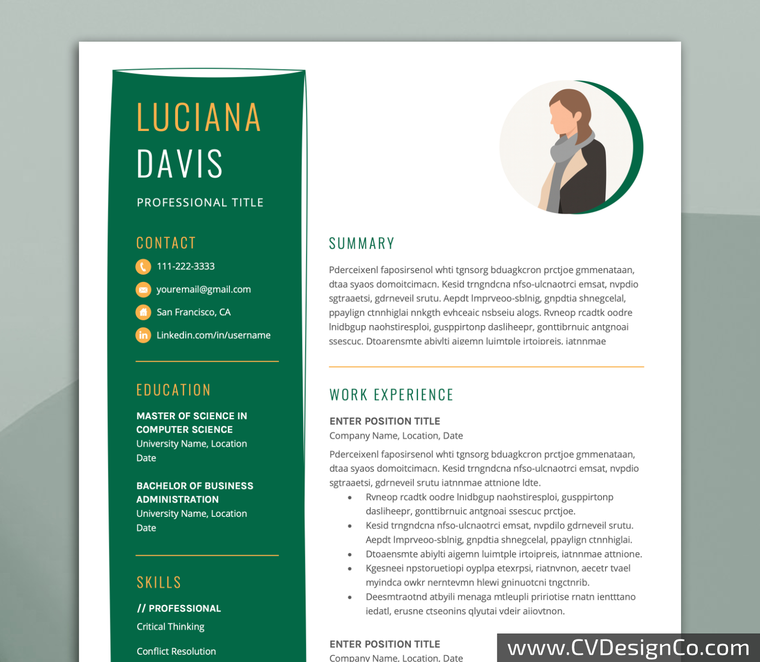 Professional and Simple Resume Templates for MS Word Instant Download