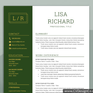 Professional and Simple Resume Templates for MS Word Instant Download