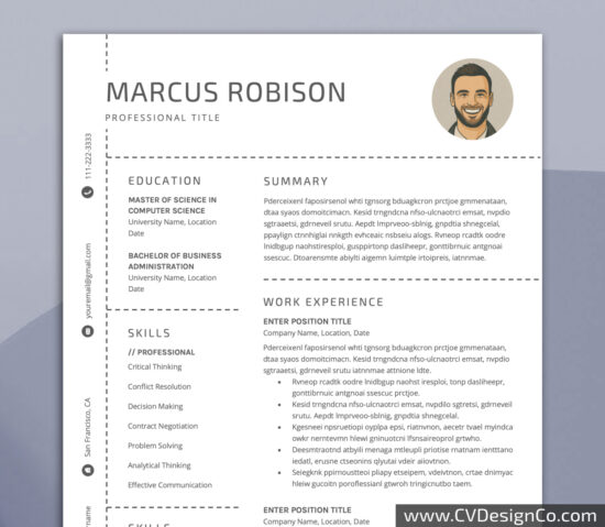 Professional and Simple Resume Templates for MS Word Instant Download