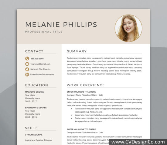 Professional and Simple Resume Templates for MS Word Instant Download
