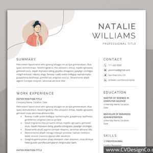 Professional and Simple Resume Templates for MS Word Instant Download