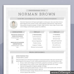 Professional and Simple Resume Templates for MS Word Instant Download