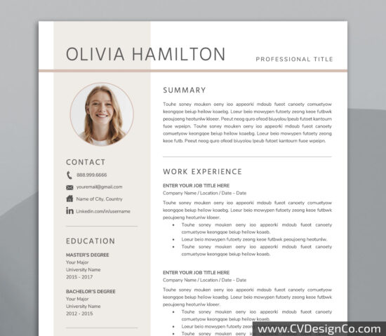 Professional and Simple Resume Templates for MS Word Instant Download
