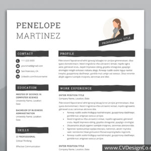 Professional and Simple Resume Templates for MS Word Instant Download