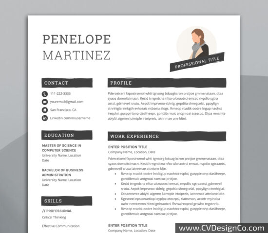 Professional and Simple Resume Templates for MS Word Instant Download