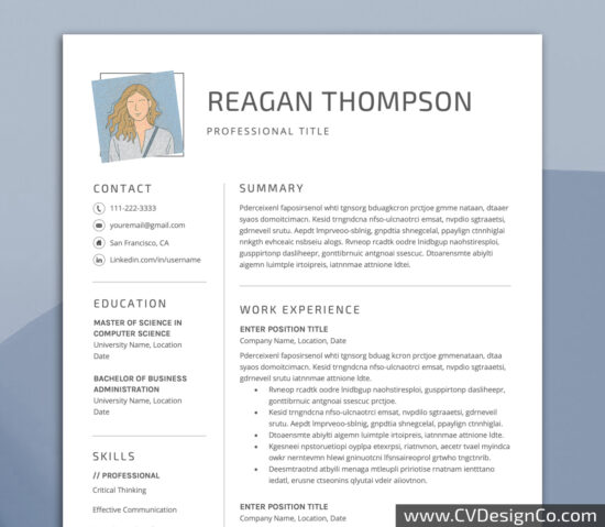 Professional and Simple Resume Templates for MS Word Instant Download