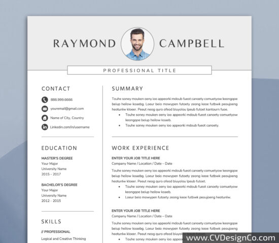 Professional and Simple Resume Templates for MS Word Instant Download