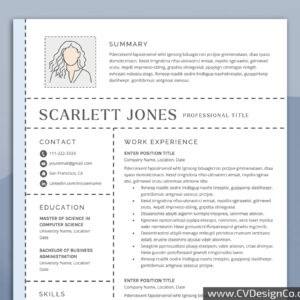 Professional and Simple Resume Templates for MS Word Instant Download