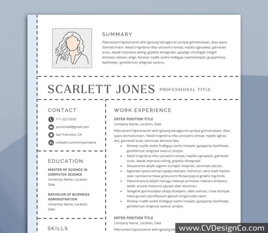 Professional and Simple Resume Templates for MS Word Instant Download