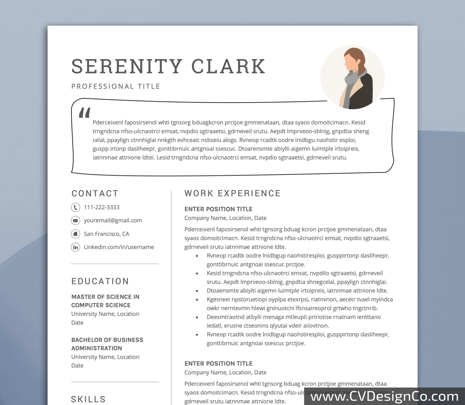 Professional and Simple Resume Templates for MS Word Instant Download