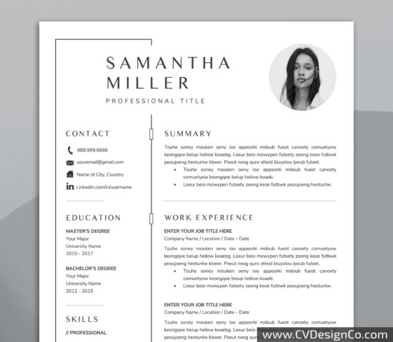 Professional and Simple Resume Templates for MS Word Instant Download