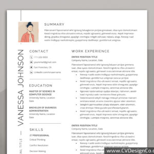Professional and Simple Resume Templates for MS Word Instant Download