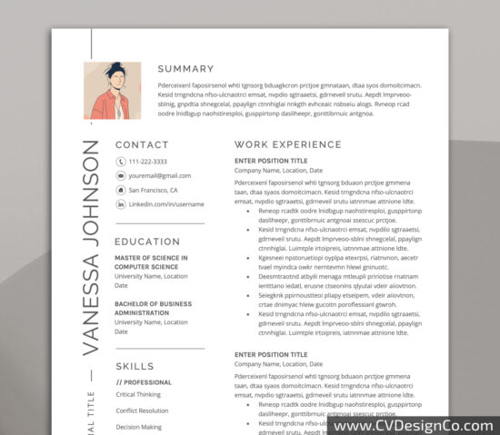 Professional and Simple Resume Templates for MS Word Instant Download