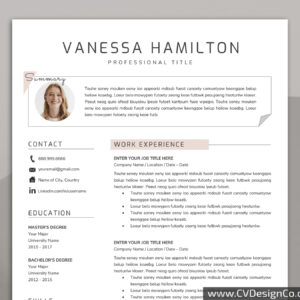 Professional and Simple Resume Templates for MS Word Instant Download