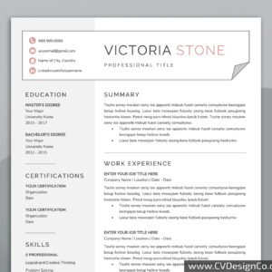 Professional and Simple Resume Templates for MS Word Instant Download
