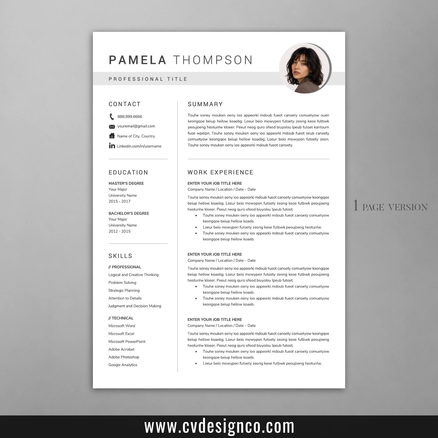 www.cvdesignco.com-4 in 1 CV Templates Bundle for Microsoft Word-Image-Pamela-1