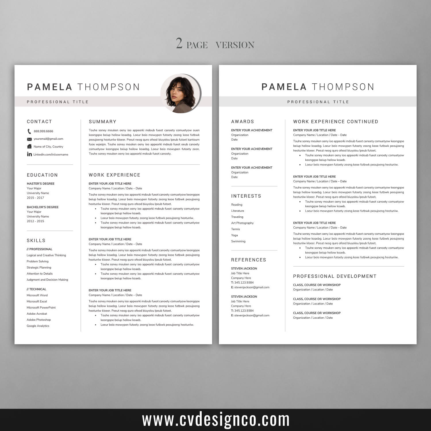 www.cvdesignco.com-4 in 1 CV Templates Bundle for Microsoft Word-Image-Pamela-2